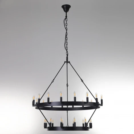 Подвесная большая люстра ярусная Citilux Смитсон CL470230 (на цепи, свеча, круглые, под старину, кольцо)