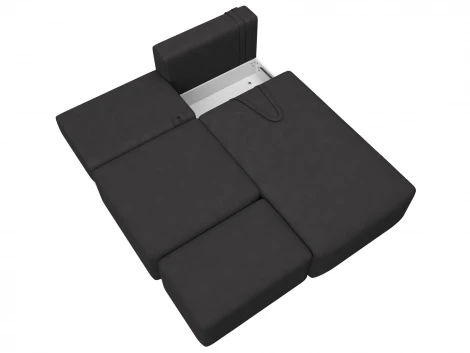 Диван угловой модульный с пуфом Лига-060 НПБ угол универсальный (ЛДСП,Брус,Фанера/Пластик/Замша/Коричневый) Лига Диванов 129690