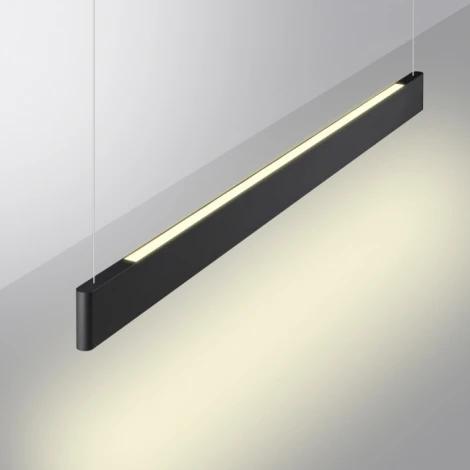 Подвесной линейный светильник Novotech Iter 359548 черный диммир. со сменой цв.темпер. (пульт ДУ/прилож. Smart Life) LED 12/24W 220V 3000-5700К (регулировка яркости, умный дом - Алиса, Tuya Smart, Smart Life, на тросе)
