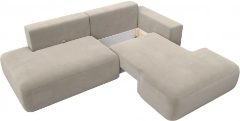 Диван угловой Лига-036 НПБ Модерн правый угол (Бежевый/Микровельвет) Лига Диванов арт.121398