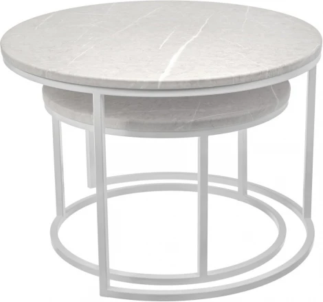 Набор кофейных столиков Bradex Home Tango бежевый мрамор с белыми ножками, 2шт (RF 0611)