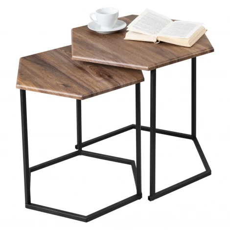 Стол журнальный МеталлАрт М003 коричневый дуб/черный Mebelik 009502