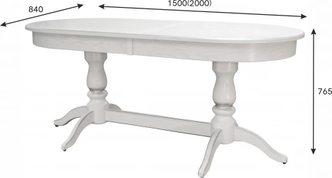 Стол обеденный Тарун 3 раздвижной белый/серебро 150/200*84 Mebelik арт.008259