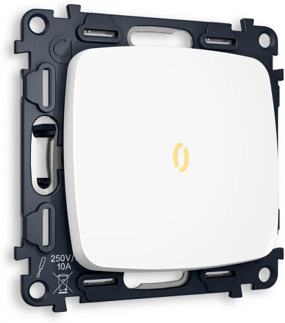 Комплект механизма Ambrella Volt 1-клавишного проходного выключателя с подсветкой 3200K OMEGA MO122030 Белый матовый QUANT