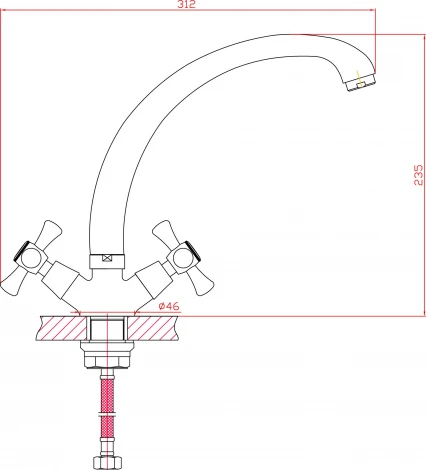 Смеситель 1 Orange Classic Pro M72-002cr для кухонной мойки