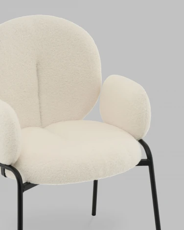 Стул с подлокотниками Моллек букле молочный Stool Group арт.УТ000041634