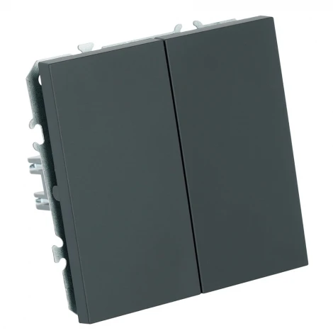 Выключатель двухклавишный (черный уголь, soft touch) Stekker Эмили 50247