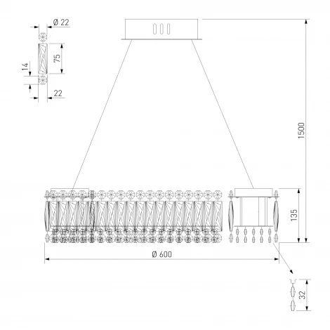 Подвесная люстра хрустальная Eurosvet Iride 101007 LED хром