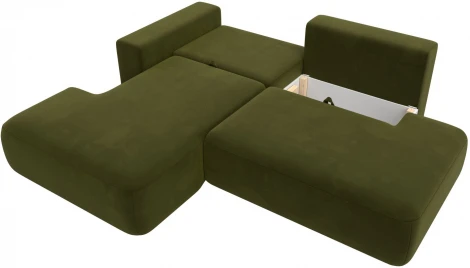 Диван угловой Лига-036 НПБ Модерн левый угол (Зеленый/Микровельвет) Лига Диванов арт.121402L