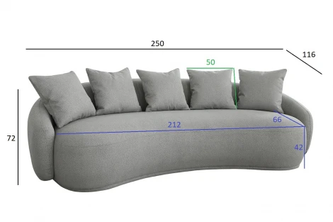 87YY-22085 Диван Форли (Forli) светло-серый 250*116*72см Garda Decor