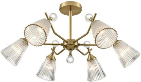 Потолочная люстра на штанге Lumion Aurica 8046/6C латунь/прозрачное стекло Е14 6*40W 220V