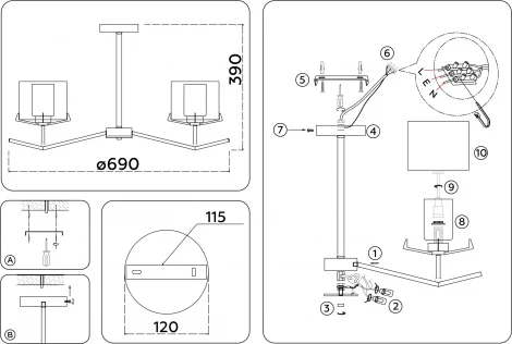 Потолочная люстра на штанге Ambrella High Light LH57007 (220V)