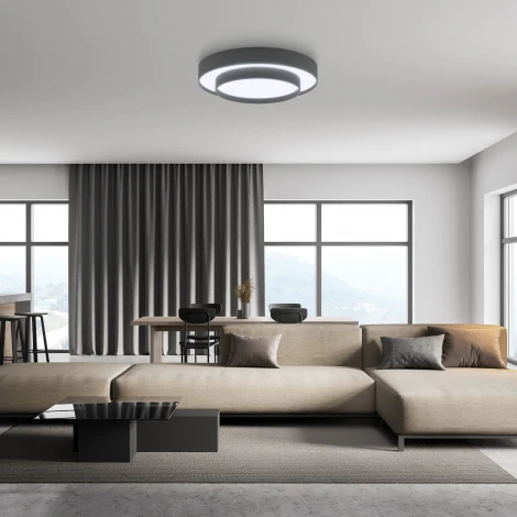 Потолочный светильник круглый светодиодный с пультом Eurosvet Force 90330/2 серый (регулировка яркости, 220V, круглые)