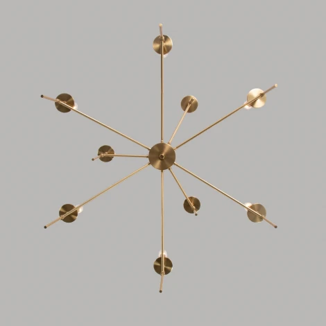 Потолочная люстра Wi-Fi на штанге Eurosvet Anders 60142/9 латунь (220V, управление смартфоном, голосовое управление, умный дом - Minimir Home, Алиса, Маруся, Салют, свеча)