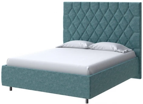 PROxSON Кровать Rhomby без основания (Ткань: Велюр Gratta 5 Морская лагуна) 180x190