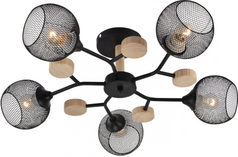 Потолочная люстра на штанге Seven Fires Maklen SF3385/5C-BK-WD