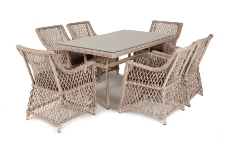Обеденная группа плетеная, цвет бежевый 4SIS Латте LC6T-7-SET beige