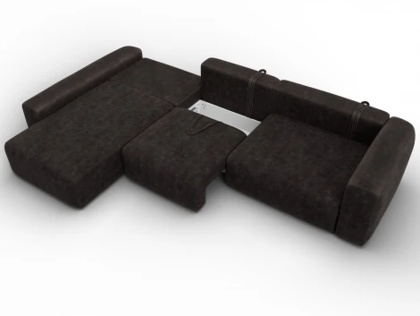 Диван угловой Лига-066 НПБ Лонг угол левый (ЛДСП,Фанера,Брус,Велюр/Коричневый) Лига Диванов 131220L