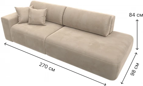 Диван прямой Лига-036 НПБ Модерн подлокотник слева (Бежевый/Велюр) Лига Диванов арт.121339L