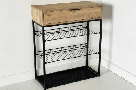 Обувница Краш, цвет черный муар/дуб крафт золотой Mebelson (арт.LMN-13.2555)