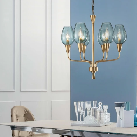 Подвесная дизайнерская люстра Viola 6 синий ImperiumLoft Viola01 (179881-26) (220V, на цепи)