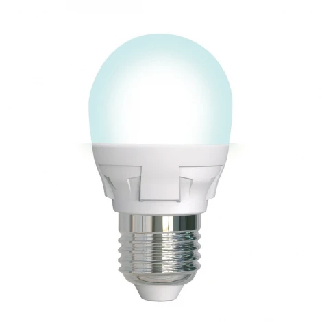 Лампочка светодиодная шар белая E27 7W 4000K Uniel LED-G45 7W/4000K/E27/FR/DIM PLP01WH