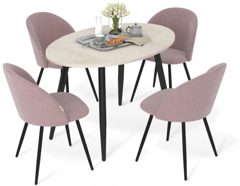 Обеденная группа SHT-DS215 бетон крем/розовый десерт/черный муар Sheffilton 1130420901