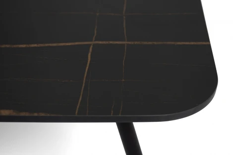 "Верона" журнальный стол из HPL 120х65, H40, каркас черный муар, цвет столешницы "черный мрамор" 4SIS J689-5-120-65-Al-VER-(9005MUA)-4sis