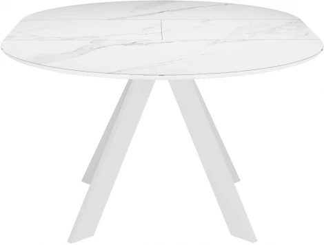 Стол DikLine SKC100 d1000 Керамика Белый мрамор,подстолье белое,опоры белые