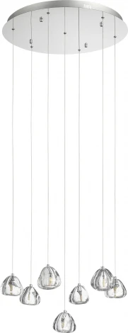 Подвесной светильник ST Luce Waterfall SL6017.101.07 Хром/Прозрачный с пузырьками воздуха LED 7*3W (220V, на проводе)