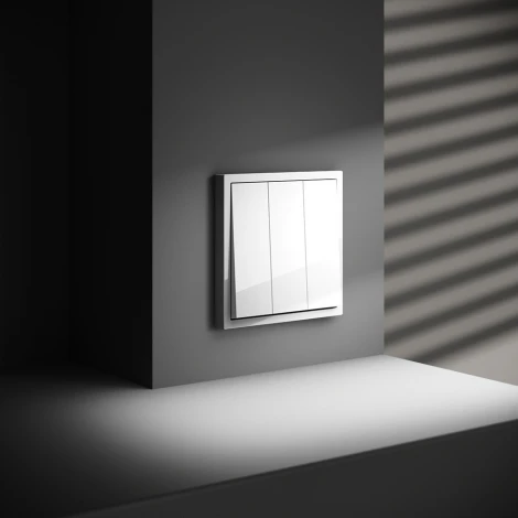 Выключатель трехклавишный (белый глянцевый) Voltum S70 VLS030101