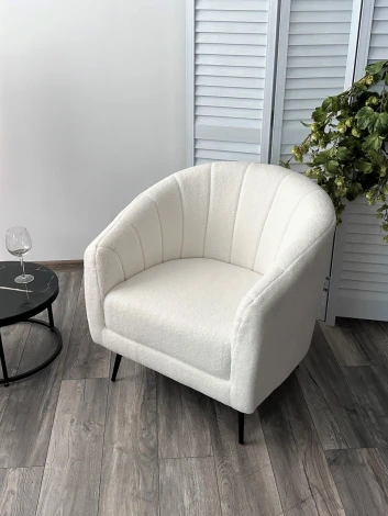 Кресло KALMAR NINI-01 Белый, teddy / черный каркас М-City