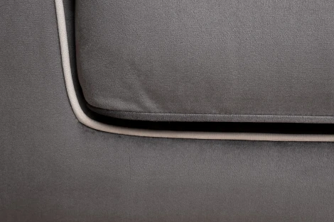 Диван Madrid Memory с кантом трехм. без мех.,велюр серый Colt1003+Colt030 Garda Decor арт.MADRID-Memory-Colt1003+Colt030