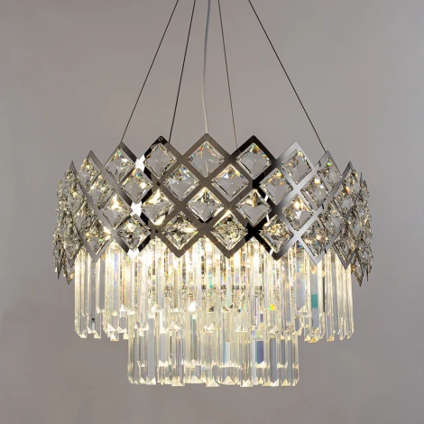 Подвесная люстра каскадная Arte Lamp Wezen A1006SP-10CC (220V, хрусталь, на тросе)