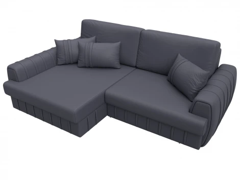 Диван угловой Лига-057 НПБ угол левый (ЛДСП,Брус,Фанера/Пластик/Экокожа/Серый) Лига Диванов 130035L