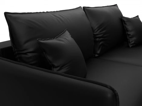 Диван прямой Лига-064 НПБ (ДСП/Дерево/Экокожа/Черный) Лига Диванов 129929