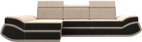 Диван угловой Лига-032 левый угол (Бежевый,Коричневый/Велюр) Лига Диванов арт.121643L