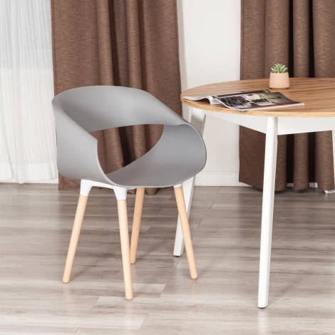 Стул QXX (mod. C1058-1) (Пластик,Дерево /Серый)