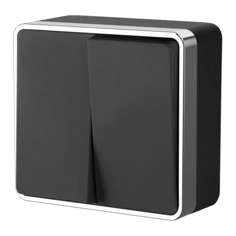 Выключатель двухклавишный Gallant (черный/хром) Werkel W5020035 (a050972)