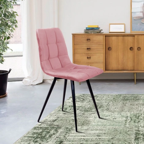 Стул UNO, бархат пудровый 15/ чёрный конус Top Concept UNO 74742