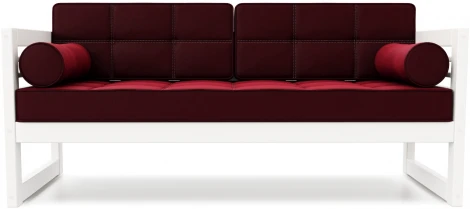 Диван Arsko прямой Сега Б белая эмаль велюр бордовый