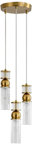 Подвесной светильник Lumion Denver 8276/3A латунь/прозрачный, металл/стекло Е14 3*40W 220V (на проводе)