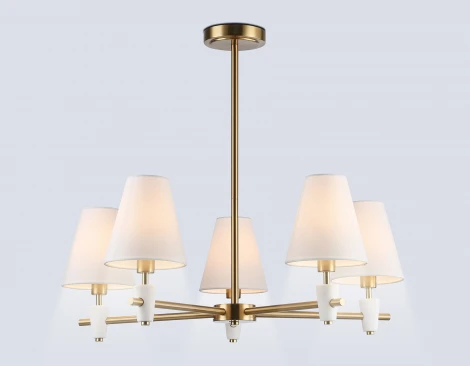 Потолочная люстра на штанге с абажурами и мрамором Ambrella Ceramo Classic LH75044