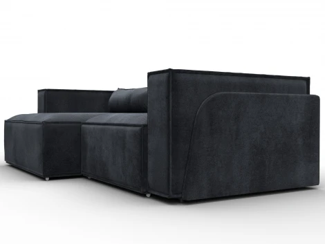 Диван угловой Лига-061 угол левый (ДСП,Брус,Фанера,Велюр/Темно-серый) Лига Диванов 131153L