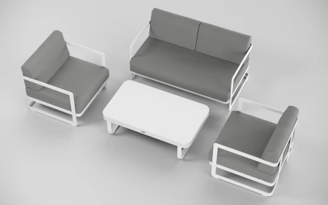 Комплект садовой мебели Виллино светло - серая, алюминий/стекло Gardenini LVLN.020400.S2