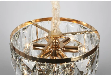 Подвесная люстра ярусная Omnilux 729 OML-72903-09 (220V, хрусталь, на цепи, круглые)