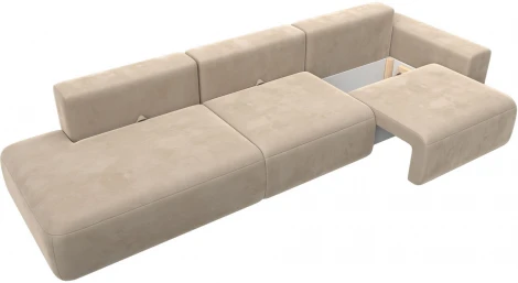 Диван прямой Лига-036 НПБ Модерн Лонг подлокотник справа (Бежевый/Велюр) Лига Диванов арт.121356