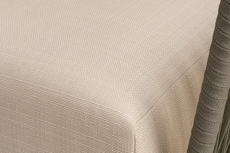 "Форли" кресло плетеное из роупа, каркас алюминий светло-серый (RAL7035) муар, роуп серо-коричневый 23мм, ткань Mossle бежевая 4SIS арт.УТ-00009909