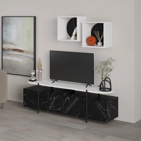 ТВ тумба HANLEY TV UNIT (Дерево/Белый) LEVE