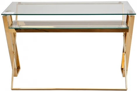 910 Стол письменный стекло прозр/золото 120*60*78см Garda Decor